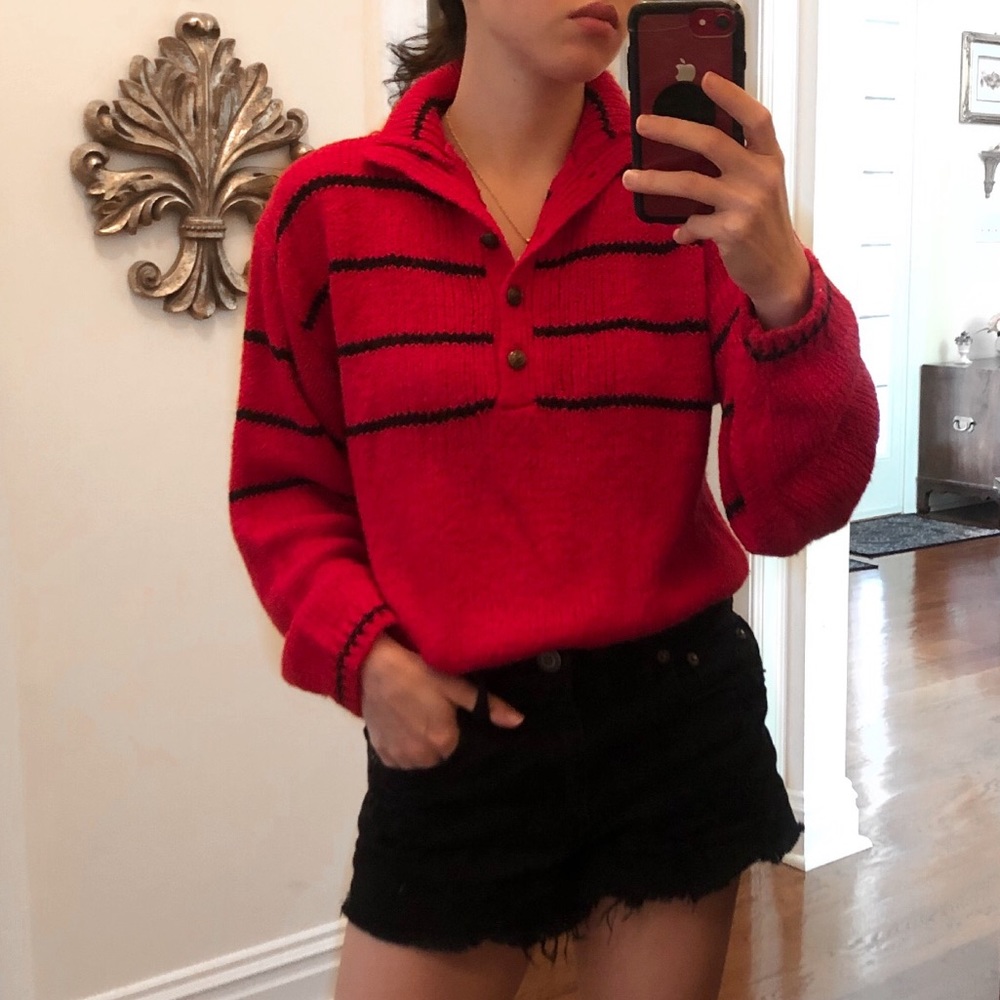 Diane Von Furstenberg Vintage Red Striped Sweater